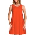 thumbnail image 1 of Balery Orange Vestidos de verano para mujer con estampado: vestido holgado sin mangas, vestido playero informal y cómodo para días calurosos., 1 of 7