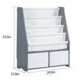 thumbnail image 5 of Mallboo Childrens Bookshelf Kids Sling Book Rack with Two Storage Boxes and Toys Organizer Shelves, Gray, 1 Pack, 33.46 x 27.56 x 11.81 in, 5 of 7