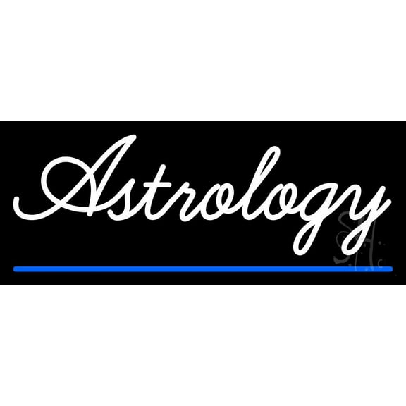 White Astrology Blue Line LED Neon Sign 10" Tall x 24" Wide - inches Black Square Cut Acrylic Backing, with Dimmer - Bright and Premium built indoor LED Neon Sign for Storefront.