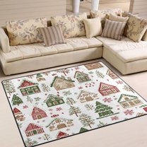 Yayeee Area Rugs for Living Room 5.2'x4' Non Slip Washable Bedroom Floor Carpet, Brown Christmas House