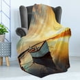 thumbnail image 4 of Lake House Soft Flannel Fleece Throw Blanket, Small Boat on the Water with Horizon and Overcast Dramatic Sky Harbor Home, Cozy Plush for Indoor and Outdoor Use, 50" x 60", Pale Yellow, by Ambesonne, 4 of 5