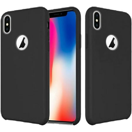 Black Premium Silicone Cover - Apple iPhone X/XR Case, by Insten Premium Series Soft Silicone Rubber Skin Gel Case Cover For Apple iPhone X/XR - Black