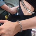 thumbnail image 2 of Heavy Mens 22cm Stainless Curb Chain Bracelet Thick for Birthday Gift - , 22cm, 2 of 8