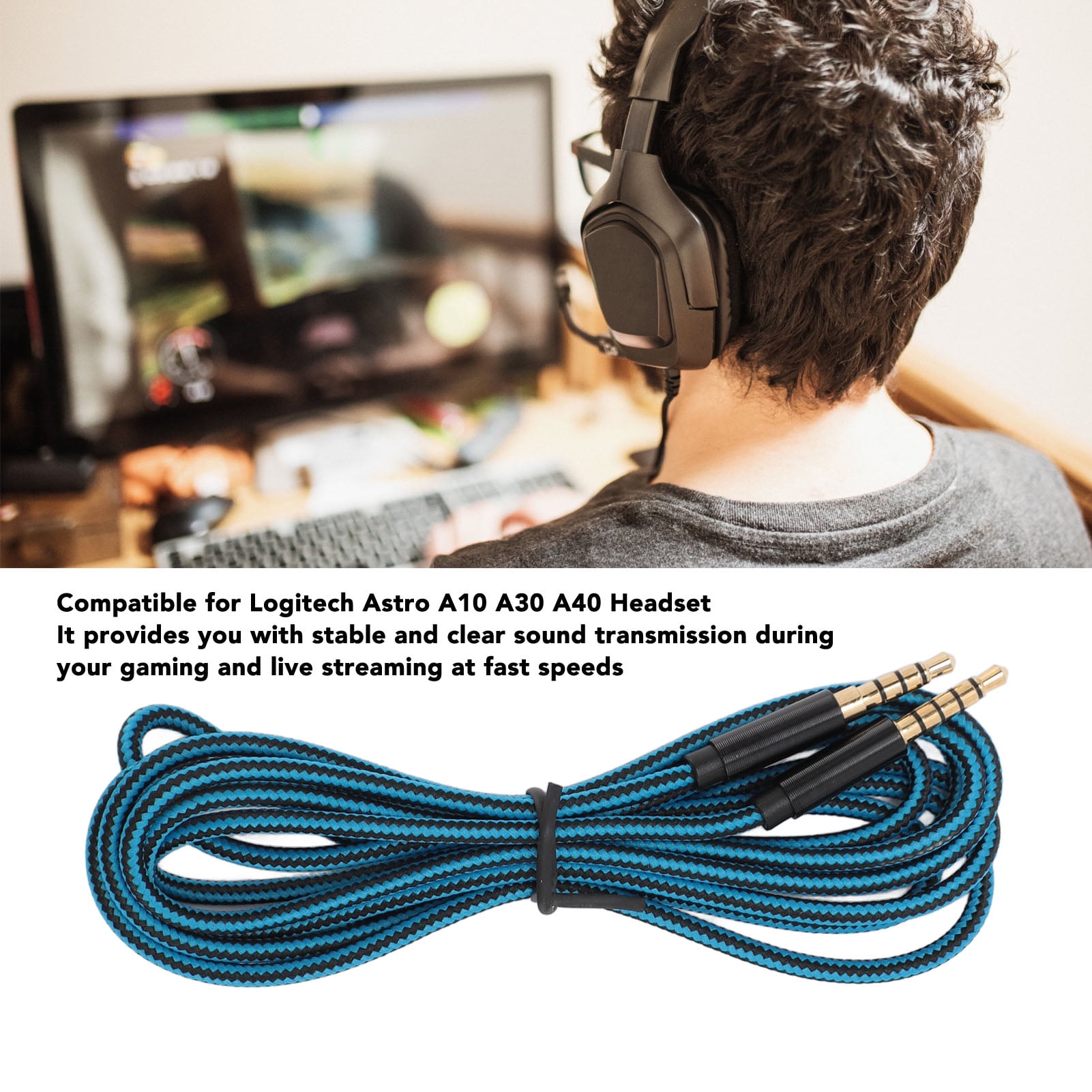 3.5mm 5 Pole Plug To 4 Pole Plug Cable, 2m Length Replacement 3.5mm Headset Cable  For A10