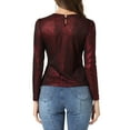thumbnail image 3 of INSPIRE CHIC Haut pour Femme à Manches Longues Scintillant Pailleté Brillant Métallique Hauts m Noir Rouge, 3 of 6