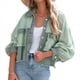 thumbnail image 3 of Chaqueta Informal de Larga con Solapa para Mujer, Otoño e Invierno, con Lavado y Cepillado en Color Contrastante. Verde L, 3 of 10