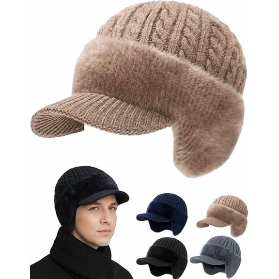 Trapper Hat for Men & Women, Winter Windproof Water-Resistant Hat with Ear Flaps, Faux Fur Lined Thermal Hat