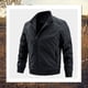 thumbnail image 1 of Chaquetas Hanzidakd para hombre, abrigos de invierno y otoño, manga larga, color liso, cuello alto, bolsillo con cremallera completa, ligeras, gabardinas holgadas, cárdigan informal, tops negros M, 1 of 4