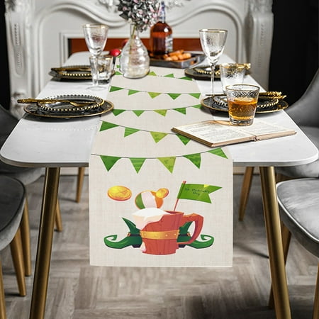 

St. Patrick s Day Clearance! WJSXC St Patricks Day Decorations Table Runner Tablecloth St. Patrick s Day Print 13 X 70 Inch For St. Patrick s Day Table Decorations D