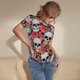 thumbnail image 3 of Balery Skull and Roses Body de cuello redondo de manga corta para mujer Tops de manga corta Tops básicos-Medium, 3 of 7