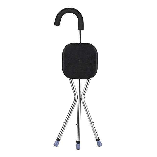Silla plegable de caña con asiento, portátil y cómoda, con asa, tipo taburete, soporta hasta 100 kg. Negro