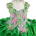 thumbnail image 2 of Jenniferwu Infant Toddler Baby Newborn Little Girl's Pageant Party Birthday Dress G588 Greenpink 12-18M, 2 of 7
