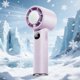 thumbnail image 1 of Ventilador portátil de mano mini con pantalla digital, 100 velocidades de viento ajustables, recargable por USB, función de hielo, mosquetón para viajes al aire libre y senderismo., 1 of 7