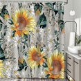 thumbnail image 4 of Cortina de ducha floral para baño, antimoho, impermeable, lavable, estilo bohemio, de poliéster, con dobladillo con peso para bañeras, spas y baños húmedos., 4 of 5