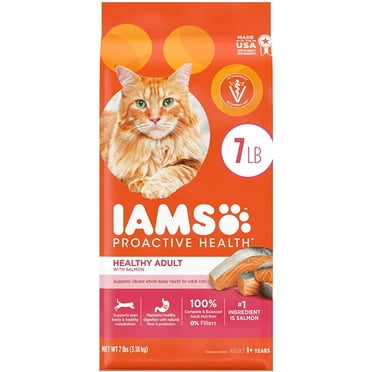 IAMS PROACTIVE HEALTH Adult Healthy Dry Cat Food with Salmon Cat Kibble, 7 lb. Bag