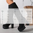 thumbnail image 3 of Women's Faux Suede Knee High Platform Boots, Triple Metal Buckle Strap Chunky High Heel Tall Boots, Side Zipper Fashion Boots, 3 of 9