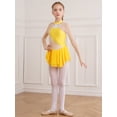 thumbnail image 5 of YIZYIF Girls Sequins Floral Patchwork Long Mesh Sleeve Figure Ice Skating Dance Dress,Sizes 6-16 Yellow 10, 5 of 7