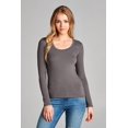 thumbnail image 3 of Emmalise Women's Plain Basic Cotton Spandex Scoop Neck Long Sleeve T Shirt, 3 of 4