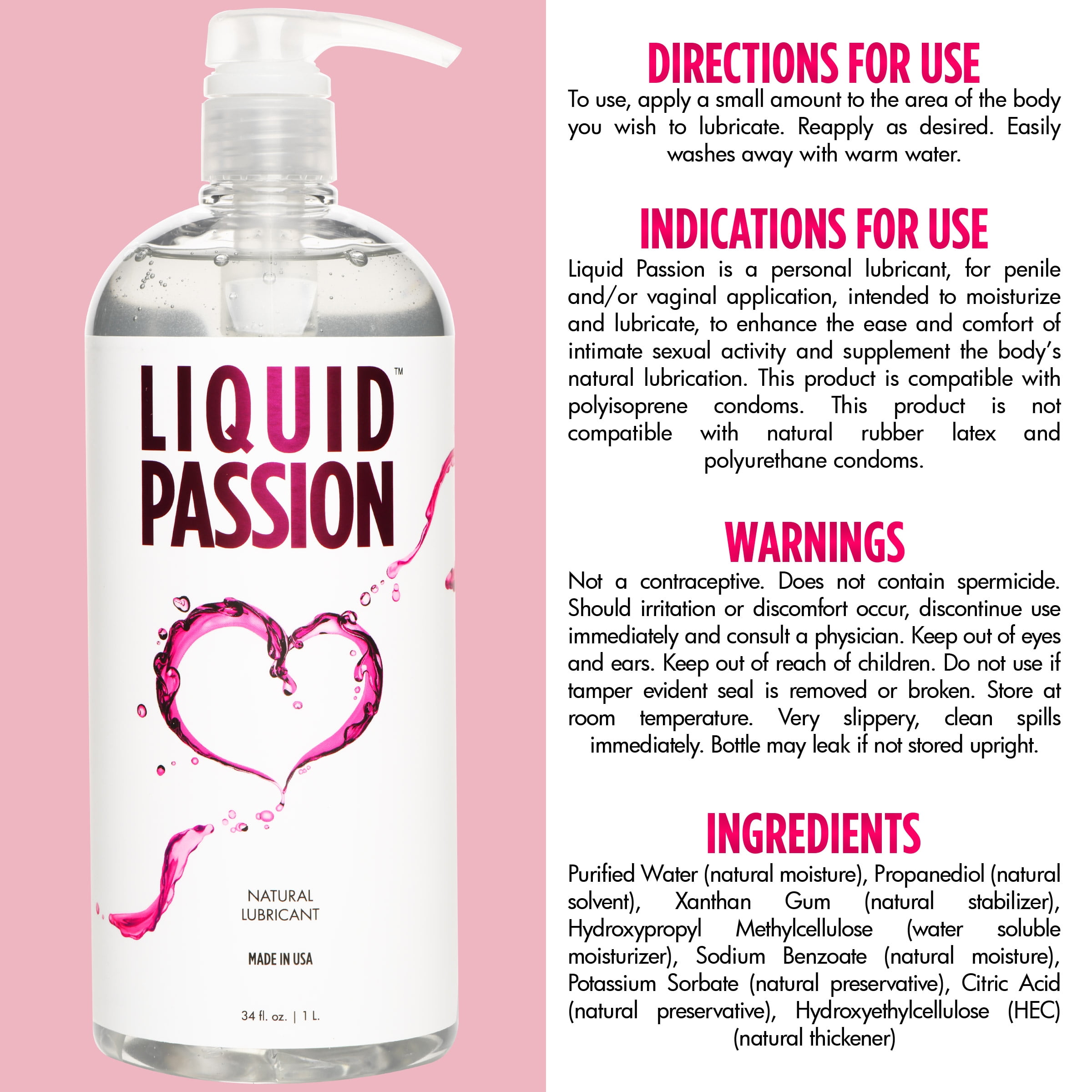 Liquid Passion Natural Water-Based Personal Lube, pH Friendly, Fragrance- Free & Hydrating, Safe for Toys & Condoms Made in USA, 8 Fl Oz - Walmart.com Liquid Passion Natural Water-Based Personal Lube, pH Friendly, Fragrance- Free & Hydrating, Safe for Toys & Condoms Made in USA, 8 Fl Oz - Walmart.com