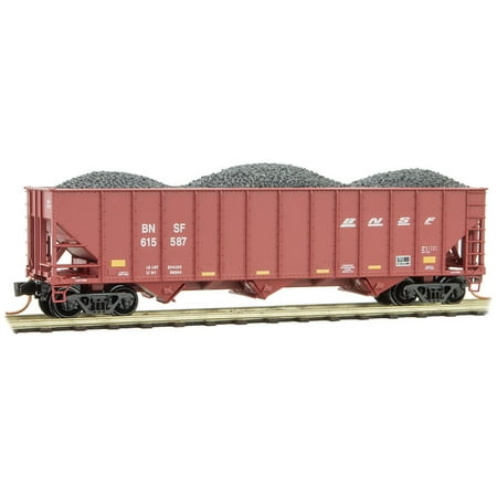 Coal Hopper Car - Micro-Trains MTL N-Scale 100-Ton 3-Bay Hopper Car/Coal Load BNSF #615587