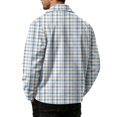 thumbnail image 5 of GrmtClth Mens Plaid Daily Travel Overshirt Jacket Long Sleeve Snap Front Loose Silhouette Daily Trip Outerwear Light Blue 3XL, 5 of 5