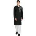 thumbnail image 1 of SKAVIJ Kurta Pajama Set for Men Embroidered Cotton Ethnic Wear Dress Black L, 1 of 6