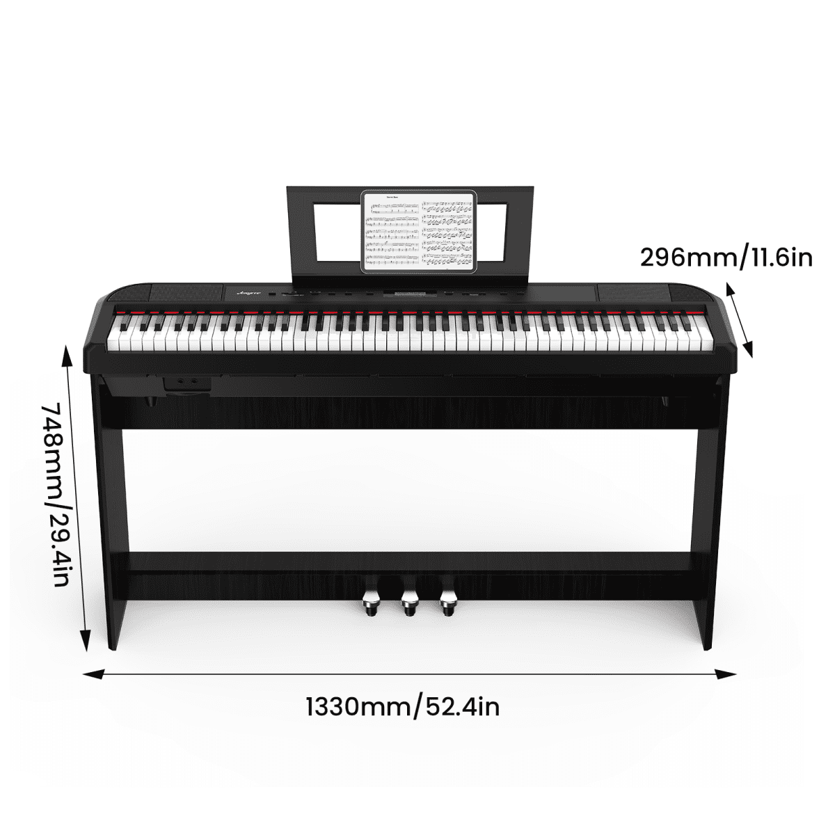 Digital Piano 88 Key Weighted Hammer Keyborad Piano with Sustain Pedal & Built in Speakers for Beginner/Adults(With Wood Stand)