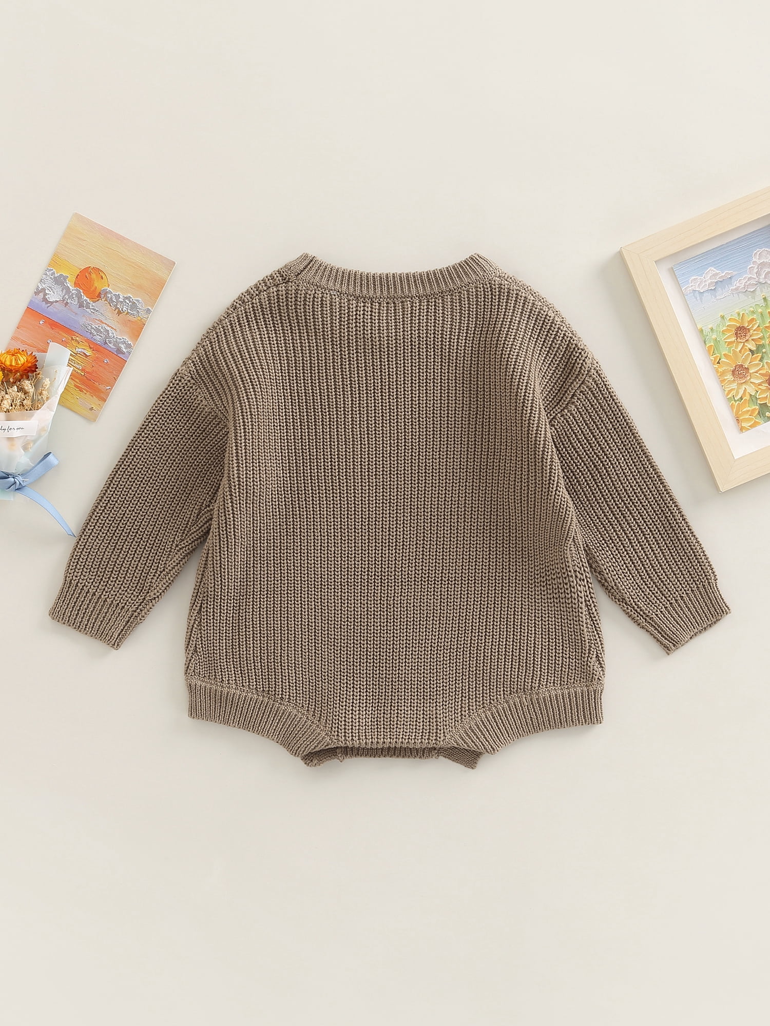 Wassery Newborn Baby Boy Girl Knitted Jumpsuit Ribbed Long Sleeve Romper Overalls 3M 6M 9M 12M Infant Fall Sweater Bodysuit