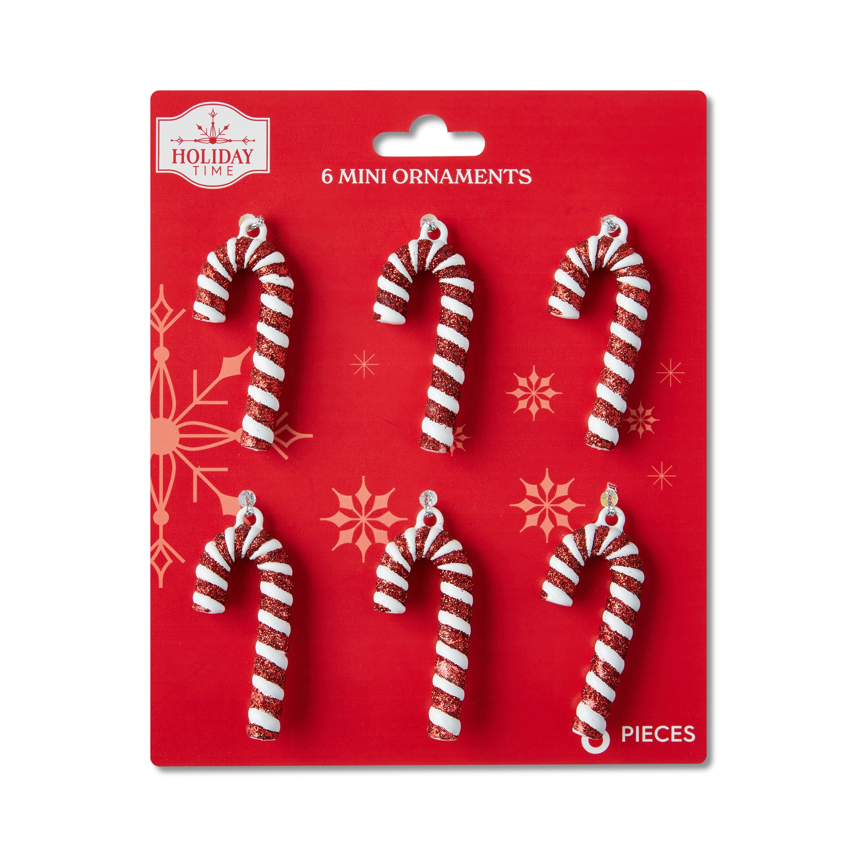 Red and White Mini Candy Christmas Ornaments, 6 Count, by Holiday Time