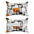 thumbnail image 2 of Outdoor Lumbar Pillows with Strap & Insert Orange Modern Geometric Recliner Head Pillow Pack of 2 Abstract Lines Squares Waterproof Headrest Patio Lounge Chair Pillows for Beach Office 11x16 Inch, 2 of 9