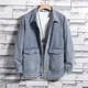 thumbnail image 4 of Chaqueta vaquera de otoño con botones azules para hombre, abrigos vaqueros de bolsillo gris para hombre, moda japonesa, alta calidad, vintage, precio bajo, talla grande GL, 4 of 5