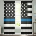 thumbnail image 2 of Blue White American Police Flag Sheer Curtains 96 Inches Long 2 Panels Set, Window Sheer Curtains for Living Room/Bedroom, Honoring Law Enforcement Officers Light Filter Pocket Curtain 52''x96''x2, 2 of 7