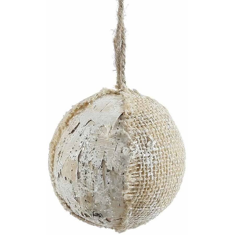Vickerman 4" Half Burlap and Half Birch Bark Hanging Ball Christmas