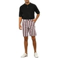 thumbnail image 2 of INSPIRE CHIC Striped Dress Shorts for Men's Summer Regular Fit Flat Front Chino Shorts 34 Burgundy, 2 of 6