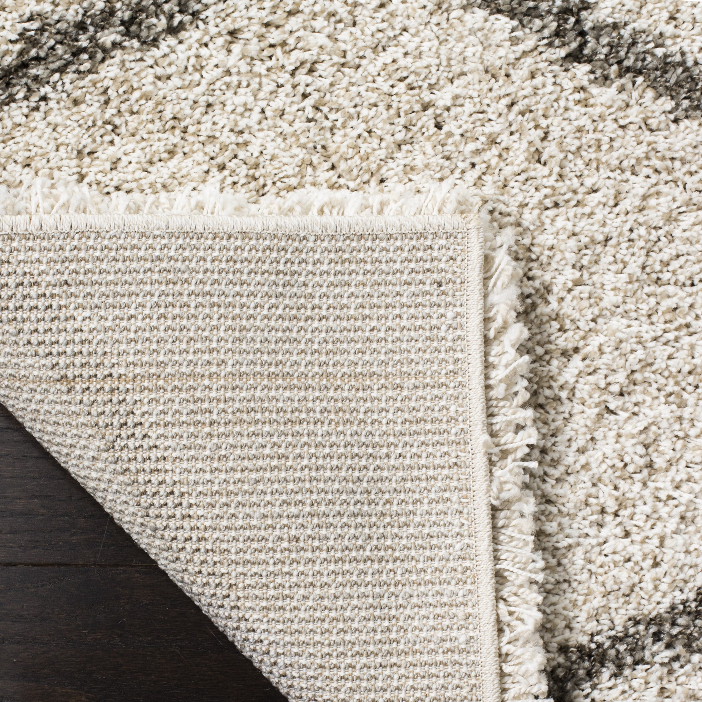 SAFAVIEH Hudson Arline Geometric Shag Area Rug, Ivory/Grey, 5'1" x 7'6"