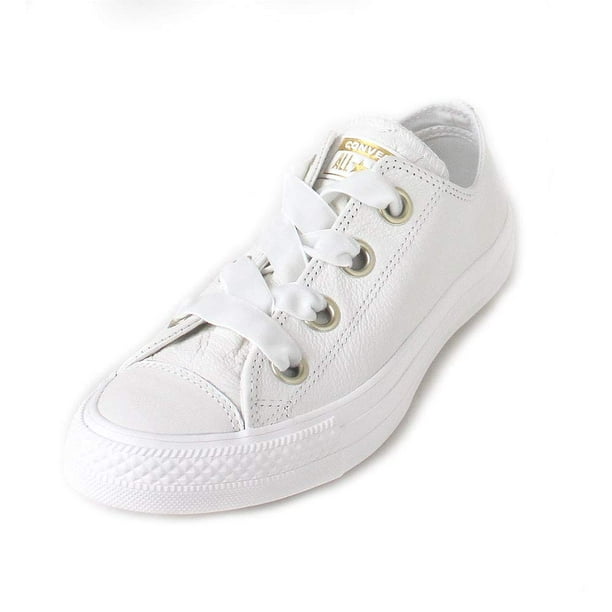 white leather converse with rose gold eyelets