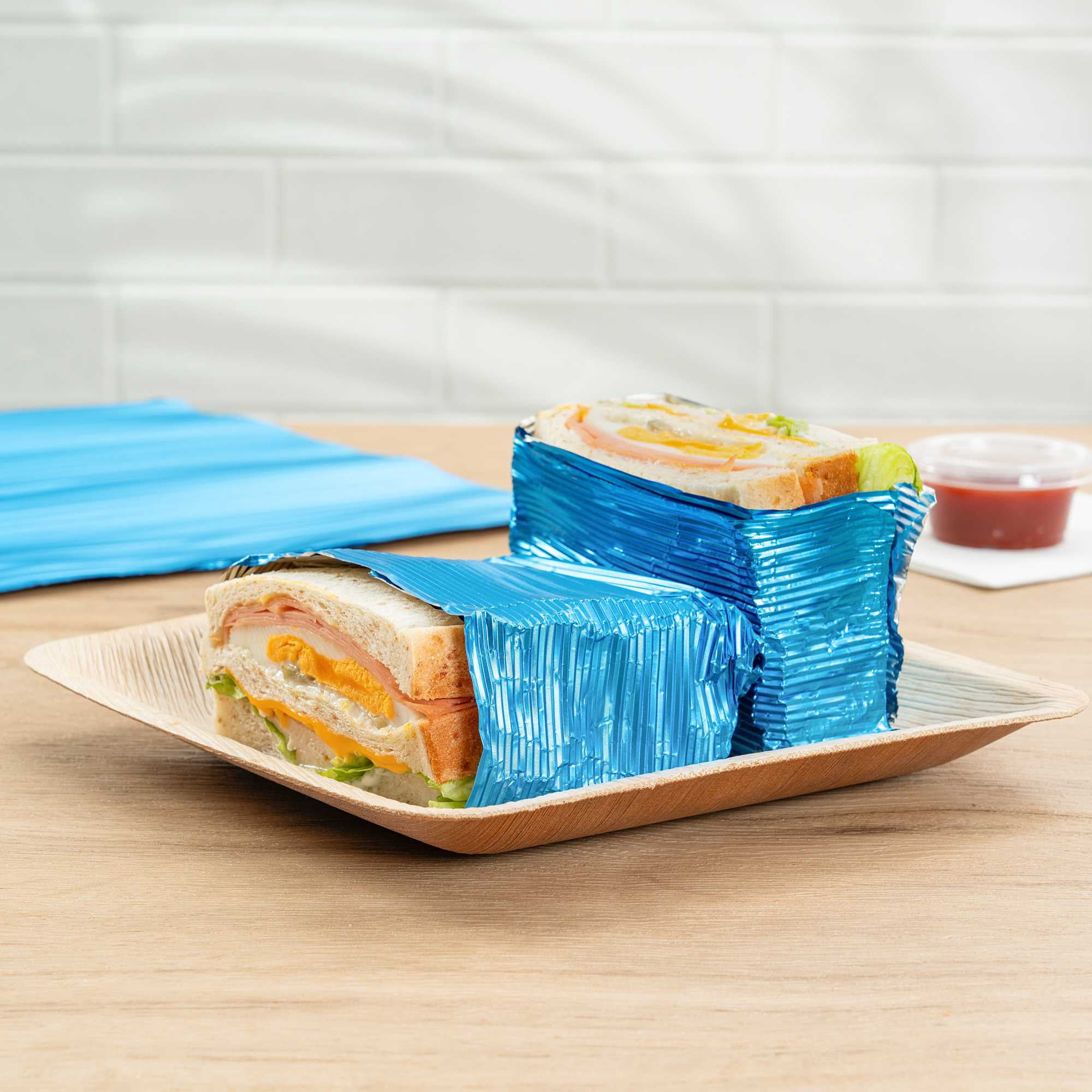 Foil Lux Electric Blue Aluminum Wrap and Basket Liner - Ripple - 12" x 12" - 500 count box