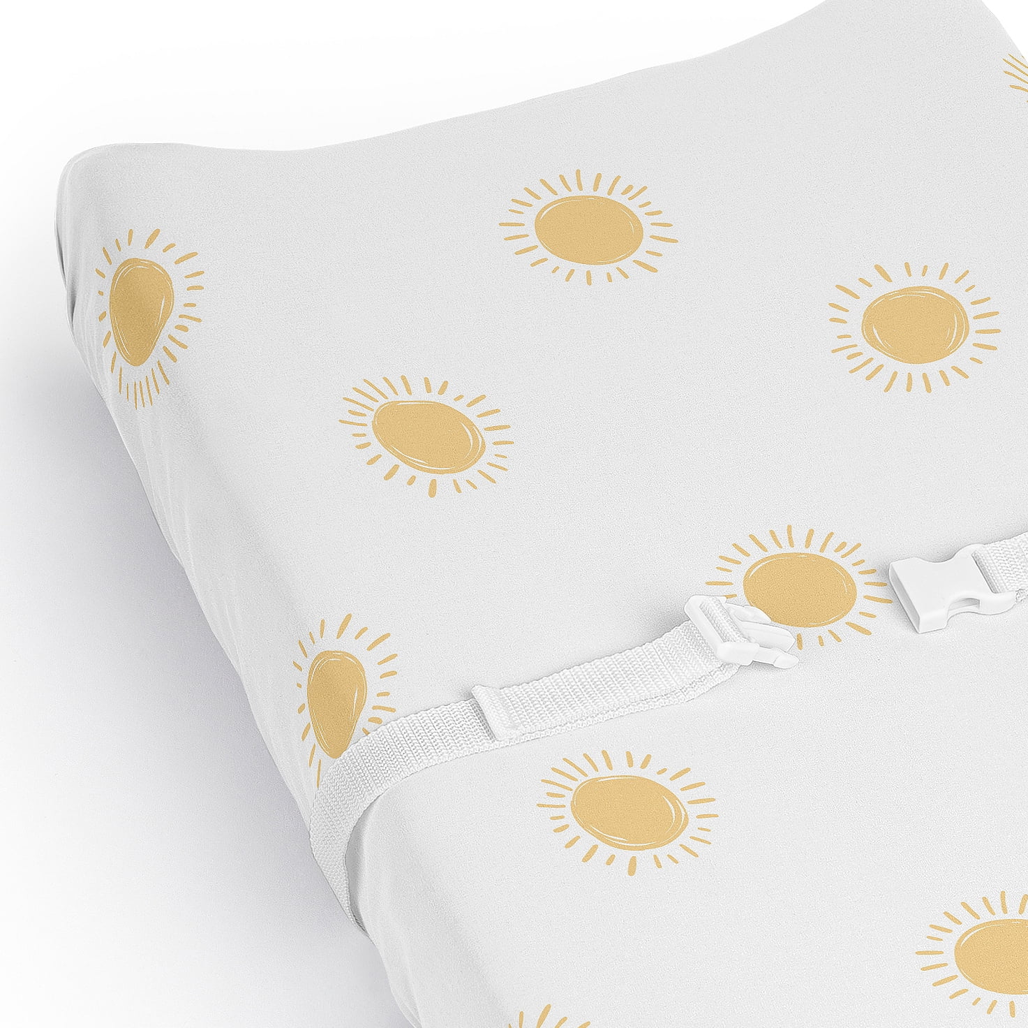 Sweet Jojo Designs Boho Sun White and Mustard Yellow Boy, Girl, Unisex/Gender Neutral Changing Pad Cover Sheet