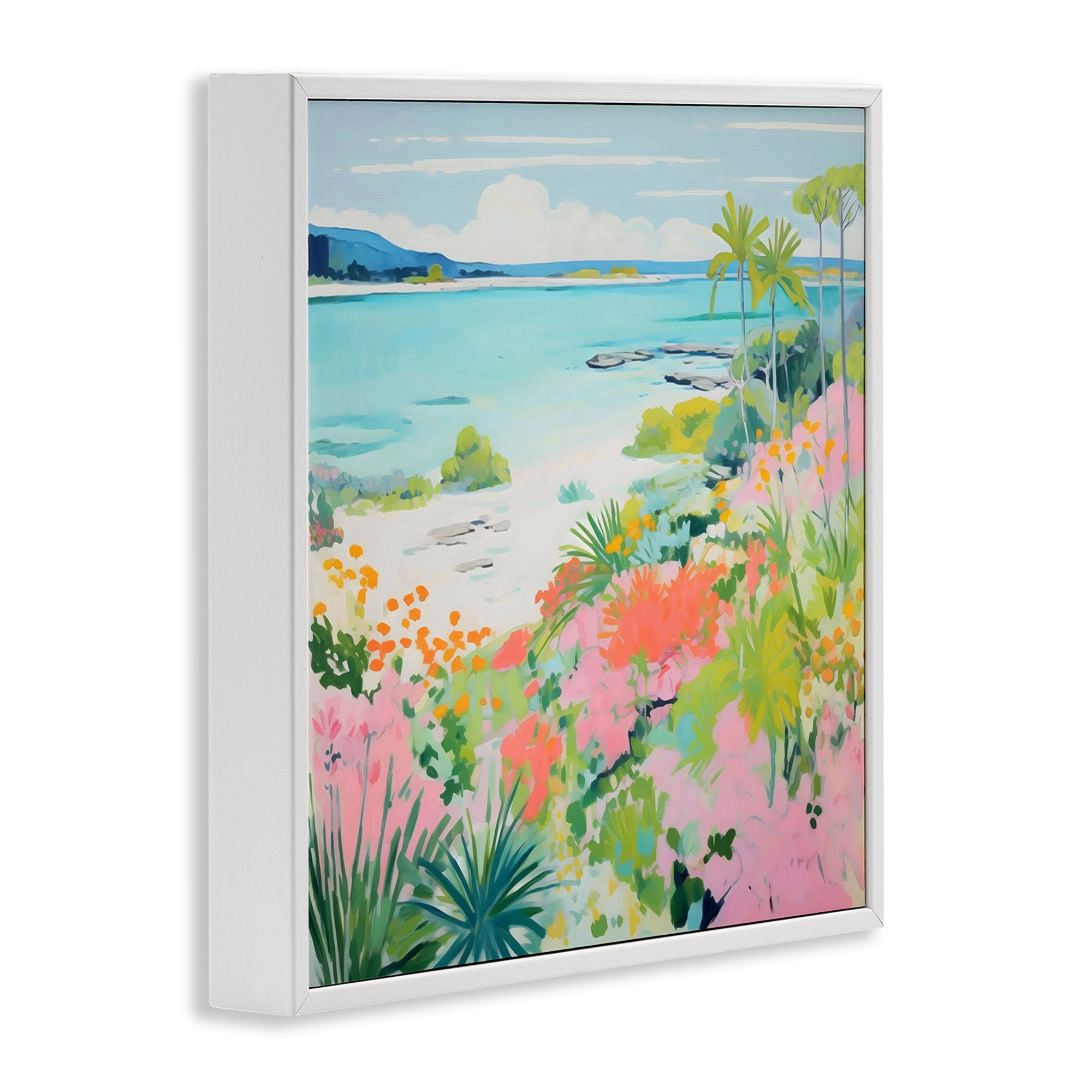 Stupell Industries Tropical Coast Blooming Shoreline White Framed Giclee Art, design by Creative Studio