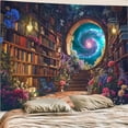 thumbnail image 5 of Floral Bookshelf Tapestry Fantasy Library Tapestries Wall Hanging Vintage Plant Flower Book Large Tapestry for Bedroom Living Room Dorm 80 x 60 inch, 5 of 6