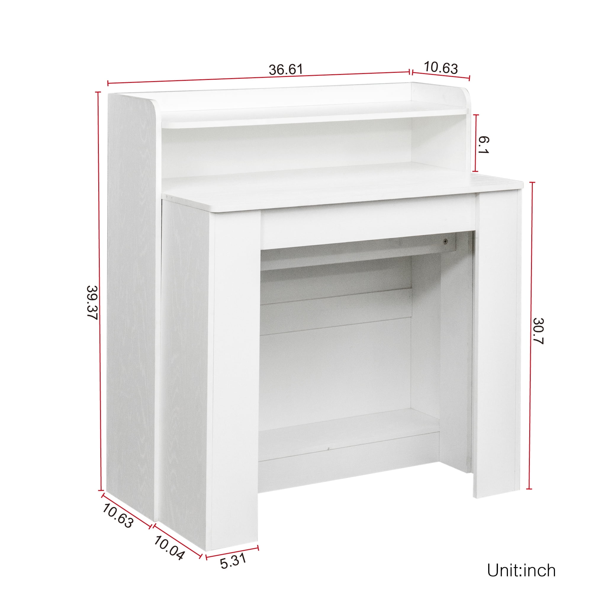 Extendable Dining Table with Storage, White