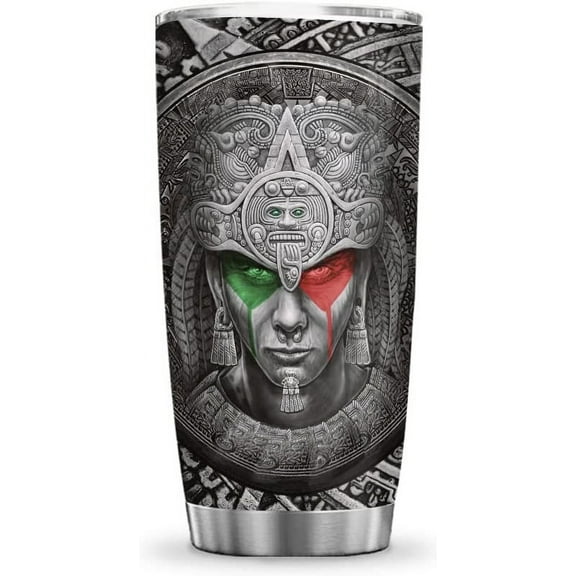 20oz Aztec Warrior Mexico Gifts For Dad Husband From Daughter Son - Birthday Fathers Day - Anniversary for Him Tumbler Cup with Lid, Double Wall Vacuum Insulated Travel Coffee Mug
