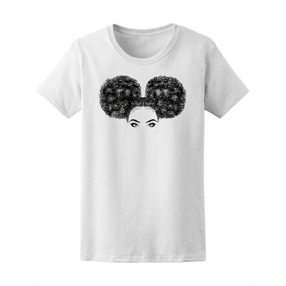 Woman With Curly Buns T-Shirt Women -Image by Shutterstock, Female Medium