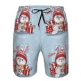 thumbnail image 3 of Honeii's merry Christmas rabbit Print Men's Casual Shorts with Drawstring，Swim Trunks Quick Dry Beach Shorts, 3 of 5
