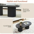 thumbnail image 4 of Wirrytor Oval Fluted Coffee Table, Farmhouse Wood Coffee Table Mid Century Modern Center Table Boho Living Room Tables for Living Room Office (Black), 4 of 9