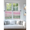 thumbnail image 4 of Sheer Curtains 54 Inch Length 2 Panels Set for Kitchen, Pink Green Ombre Semi Sheer Curtains for Windows, Abstract Modern Art Fluid Striped Voile Window Treatments Rod Pocket Curtain, 4 of 7