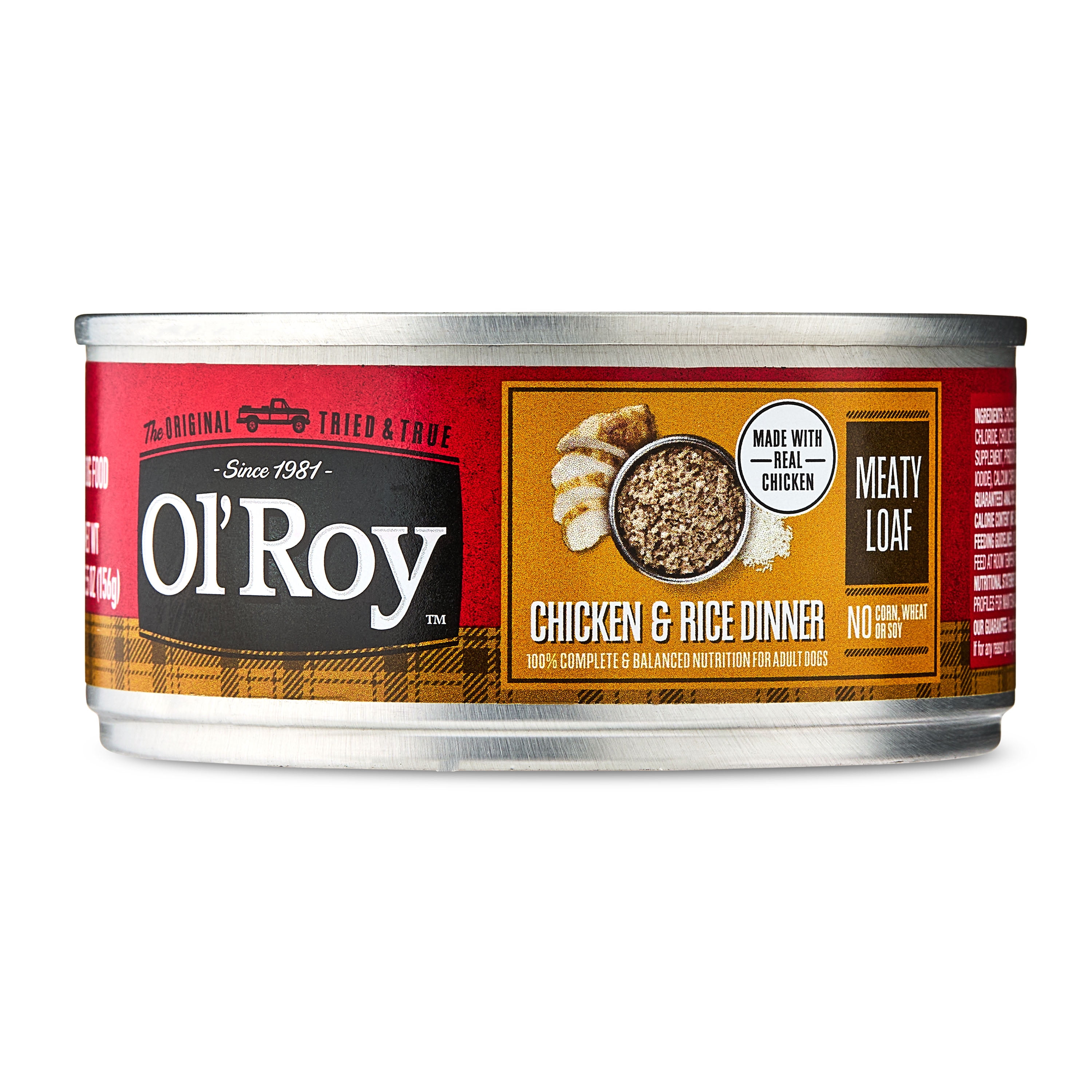 (4 pack) Ol' Roy Chicken & Rice Dinner Meaty Loaf Wet Dog Food, 5.5 oz Can