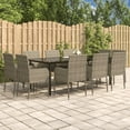 thumbnail image 1 of vidaXL 11 Piece Garden Dining Set with Cushions Black and Grey Poly Rattan, 1 of 5