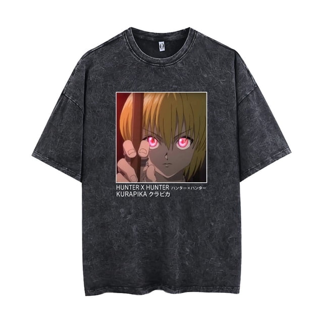 Gonfreecsst-shirt Chasseurhunter Vintage Col Rond Chandail en Molleton Kurapika Manches Courtes