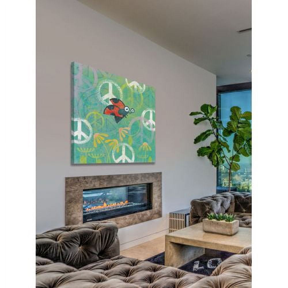 "Peace Sign Ladybugs IV" Painting Print on Wrapped Canvas